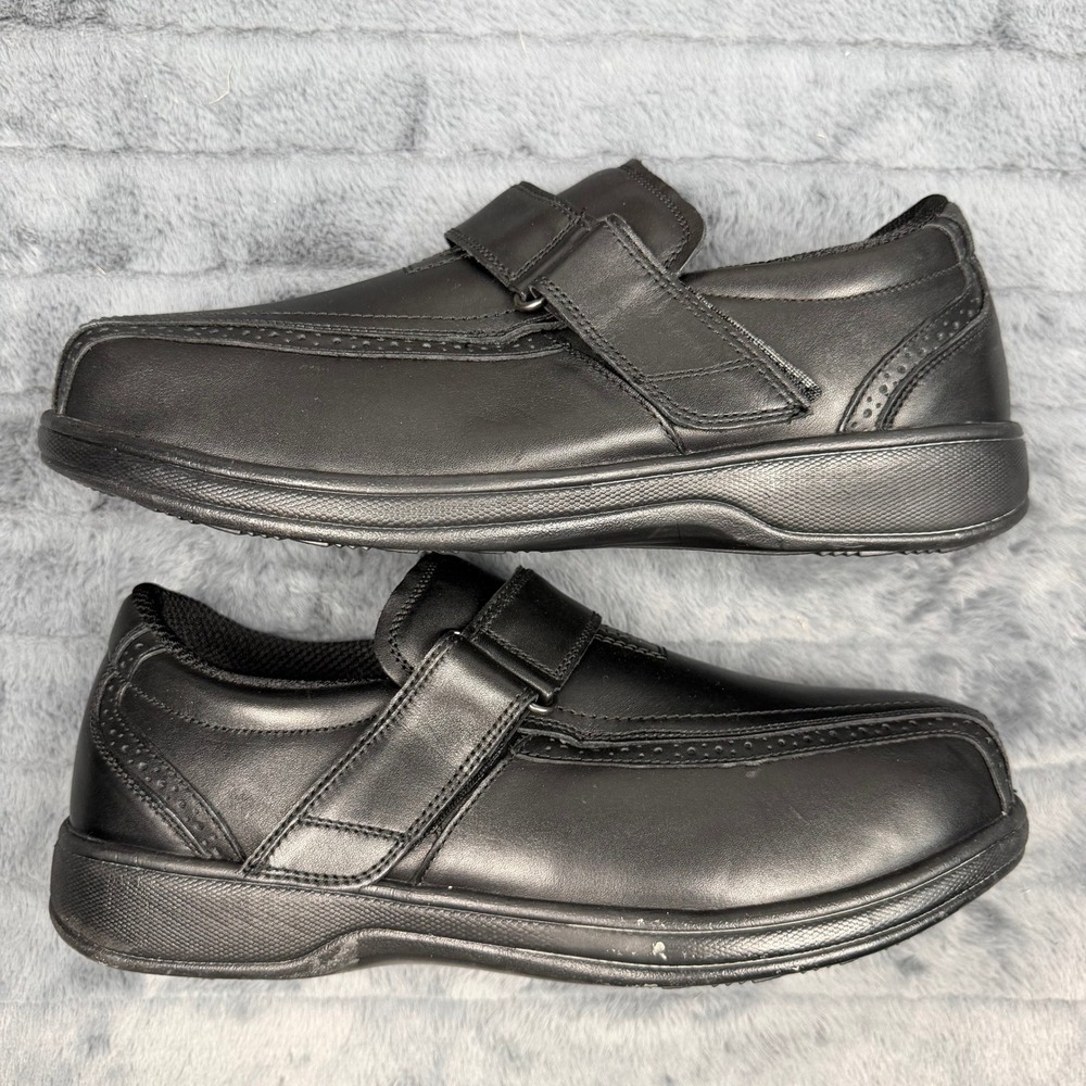 Orthofeet 585 Avery Island Mens Black Leather Orthopedic Shoes 12 4E X-Wide